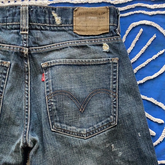 Leviโs 511 Skinny distressed medium wash Capri Denim Mid RiseJeans unisex 32x32 - Picture 5 of 10